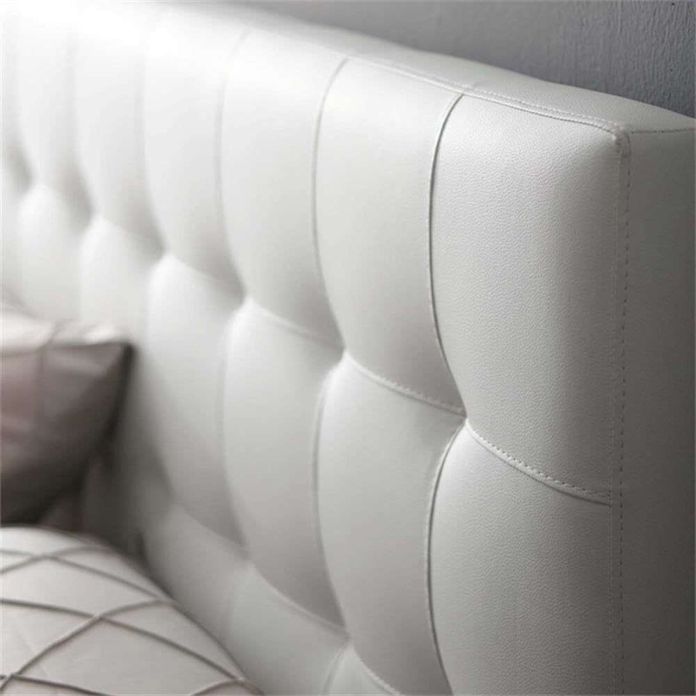 Rosebery Kids Tufted Faux Leather Upholstered Full Headboard in White - Perfect for Children's Bedroom Decor & Nursery Design
