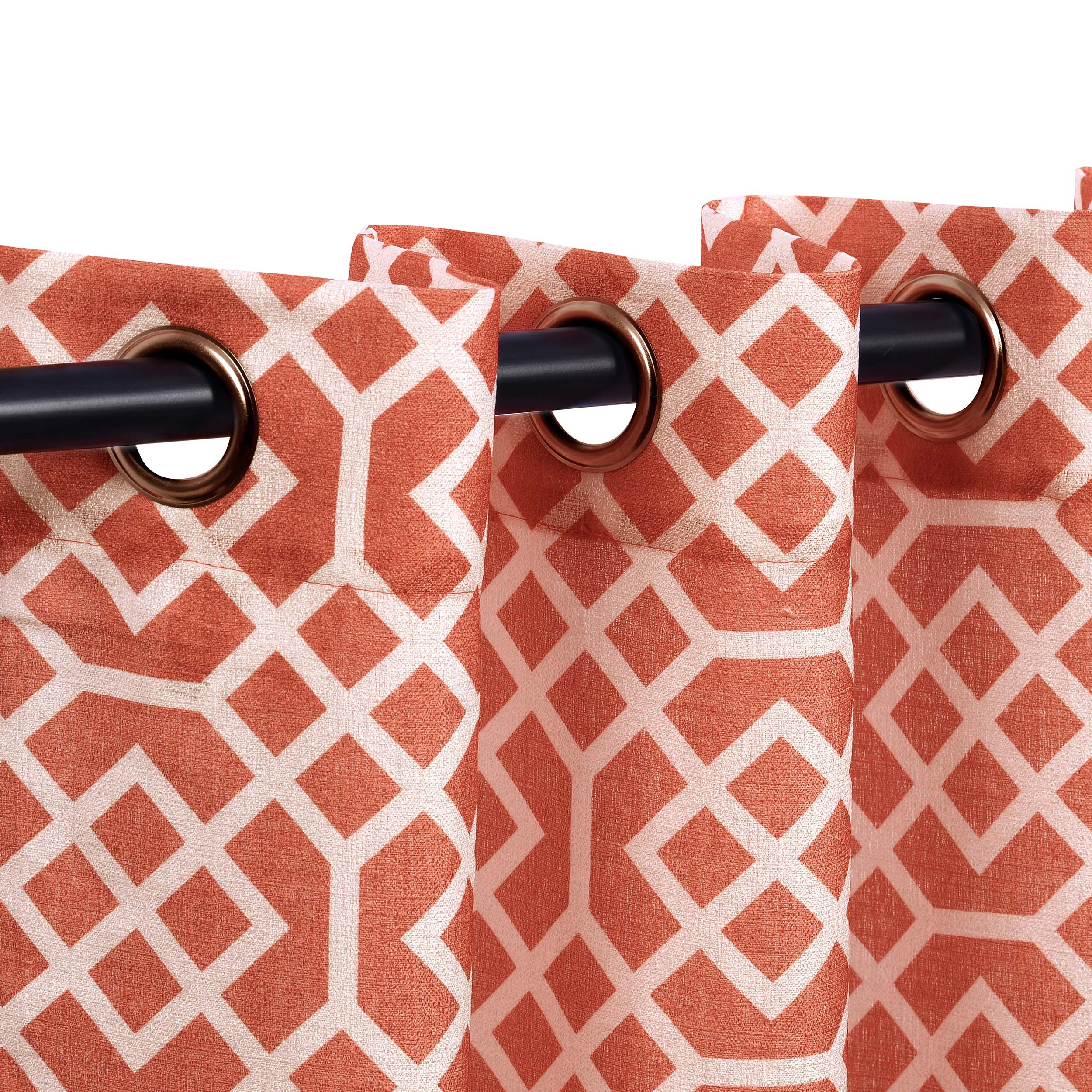 Honeycomb Sheer Curtains with Grommet Top - Light Filtering Printed Window Panels for Living Room & Bedroom