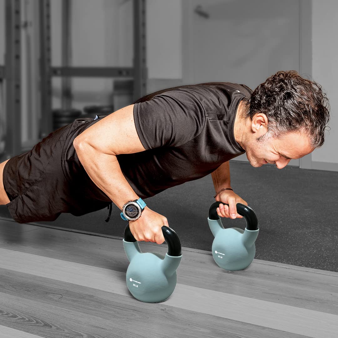 GYMENIST Neoprene Coated Kettlebell - 5-50 lbs Iron Weights for Home Gym, CrossFit & Strength Training - Perfect for HIIT, Cardio & Full Body Workouts