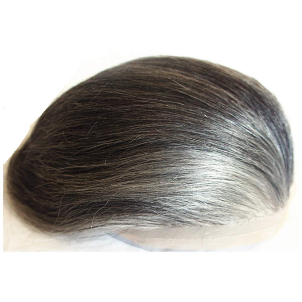 Premium 10x8 Grey Human Hair Toupee for Men - European Virgin Hair Replacement System with FPM Base - Natural Looking Hair Prosthesis for Thinning Hair & Baldness - Ideal for Daily Wear, Special Occasions & Professional Settings