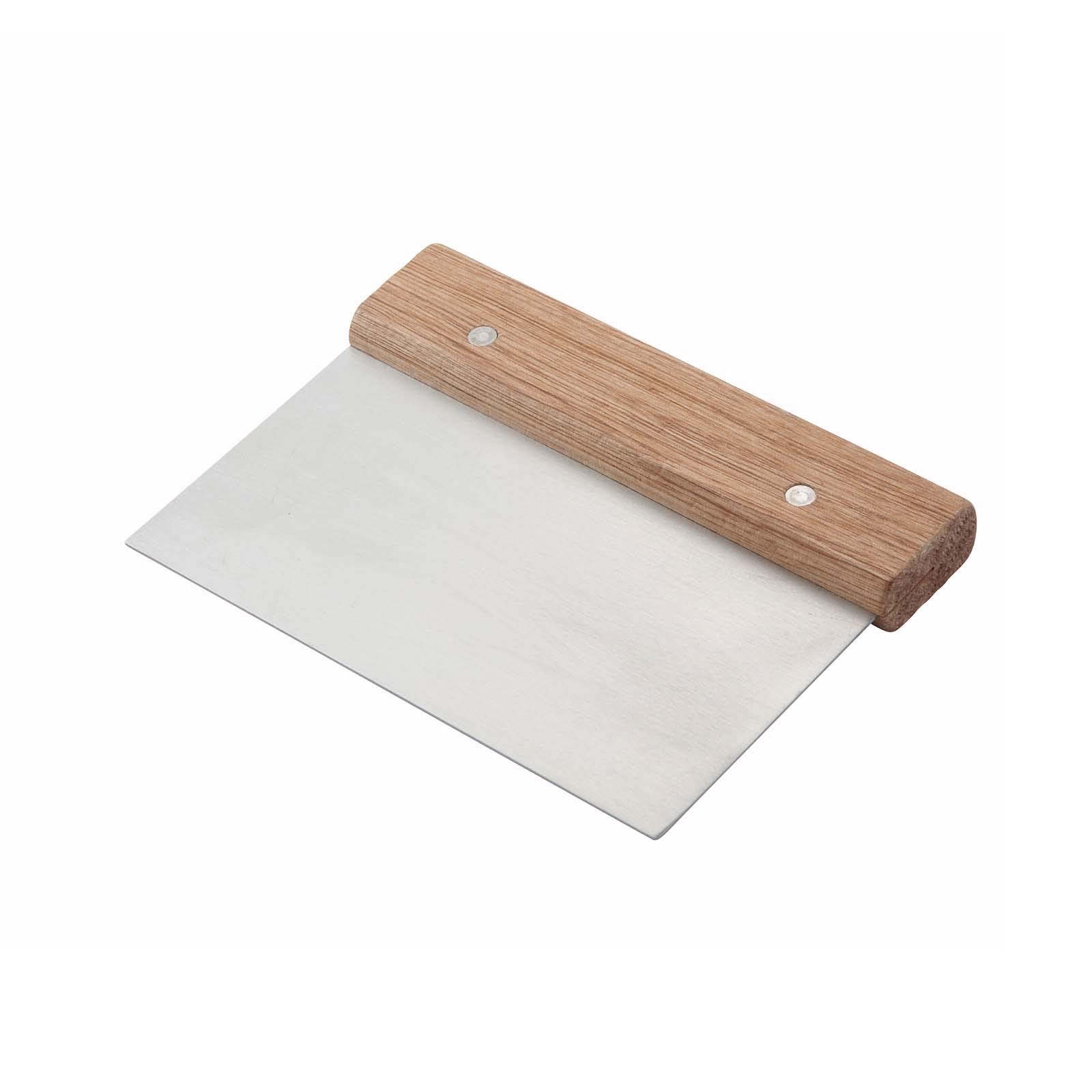 Winco Stainless Steel Dough Scraper with Wood Handle - Professional Baking Tool for Pastry, Bread & Pizza Making - Ideal for Home Bakers & Commercial Kitchens