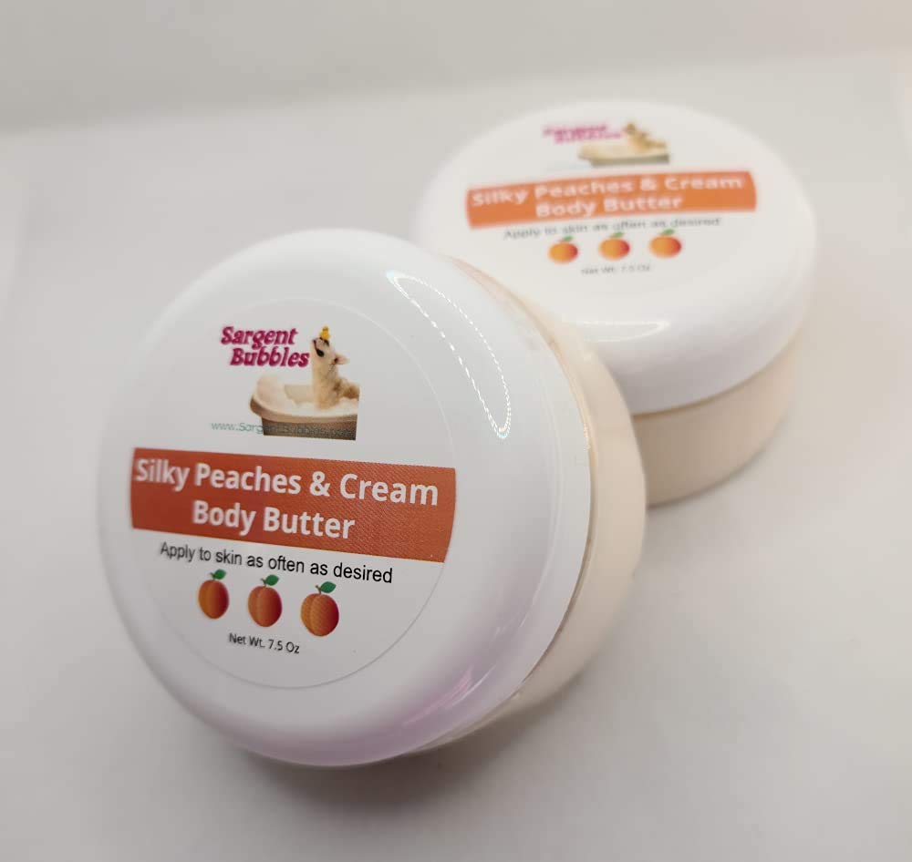 Silky Peaches & Cream Body Butter for Dry Skin - Ultra Moisturizing Peach Scented Lotion - Skin Regeneration Cream - Lightweight Formula for Eczema & Rosacea - Perfect for Daily Hydration & Nighttime Skin Repair
