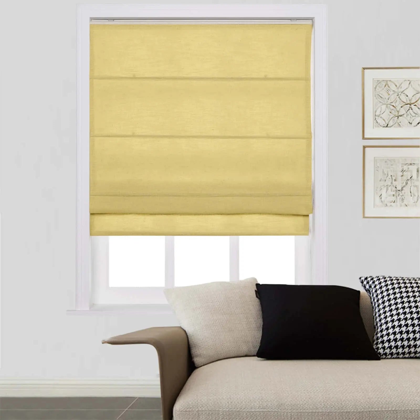 Linen Roman Shades with Loop Cord Lift - Elegant Window Treatment for Living Room, Bedroom & Home Decor