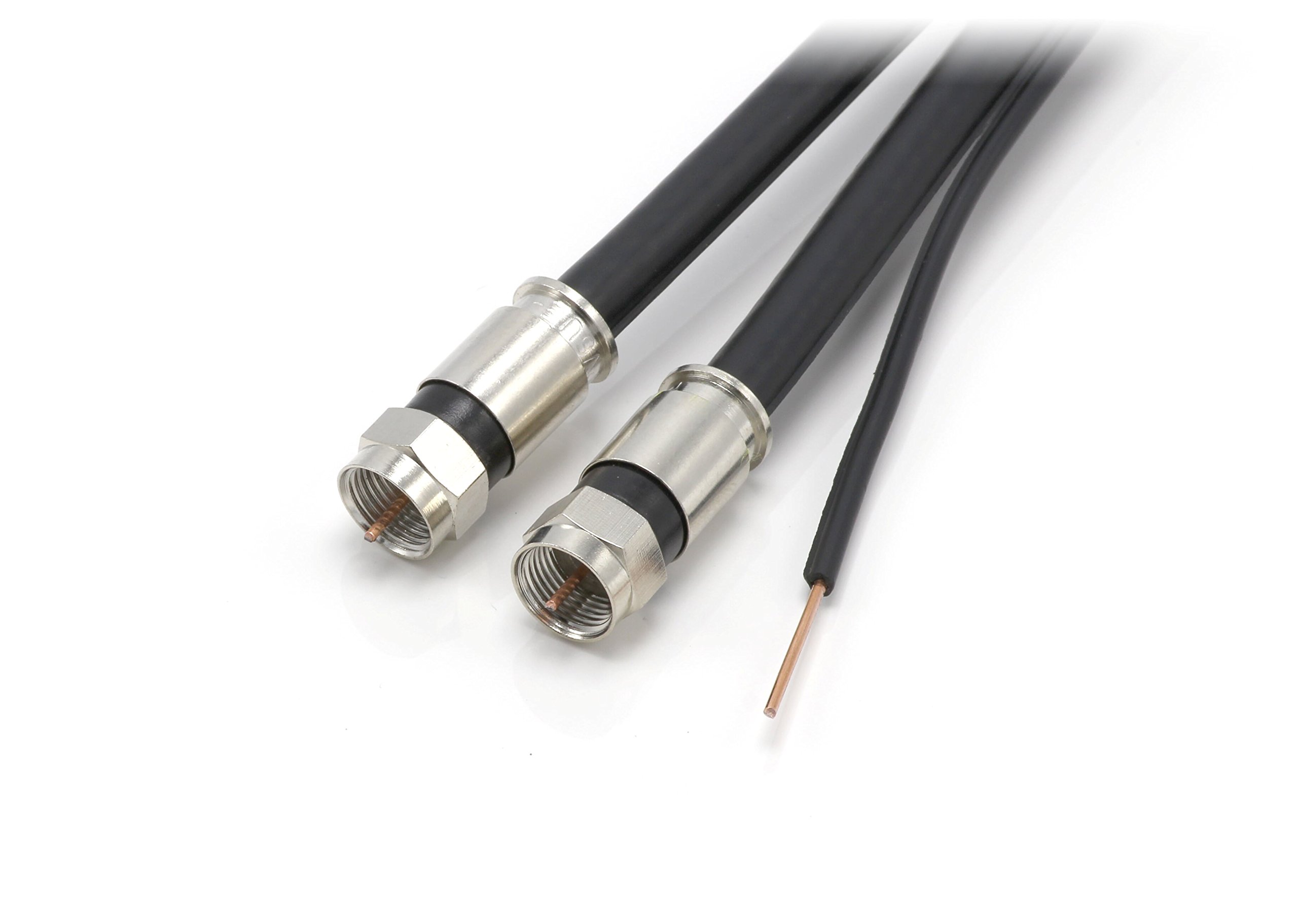 200 Feet Black Dual RG6 Twin Siamese Coaxial Cable with 18 AWG Copper Ground Wire - for Satellite, Cable TV & HD Antennas (60 Meter) - Perfect for Home Theater, Security Cameras & Digital Signal Transmission