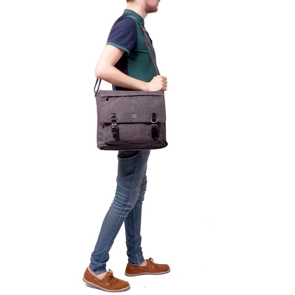 TRP0207 Troop London Classic Canvas Laptop Messenger Bag - Durable Water-Resistant Work & Travel Briefcase for Men & Women | Perfect for Office, Business Trips & Daily Commute