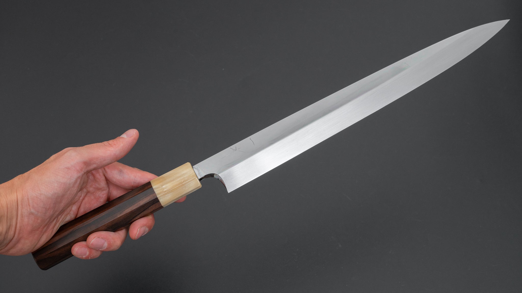 Premium Hitohira Togashi Blue #2 Steel Notaremon Mizu Honyaki Yanagiba 300mm Sushi Knife with Taihei Makassar Ebony Handle & Saya - Perfect for Sushi Chefs & Japanese Cuisine Preparation