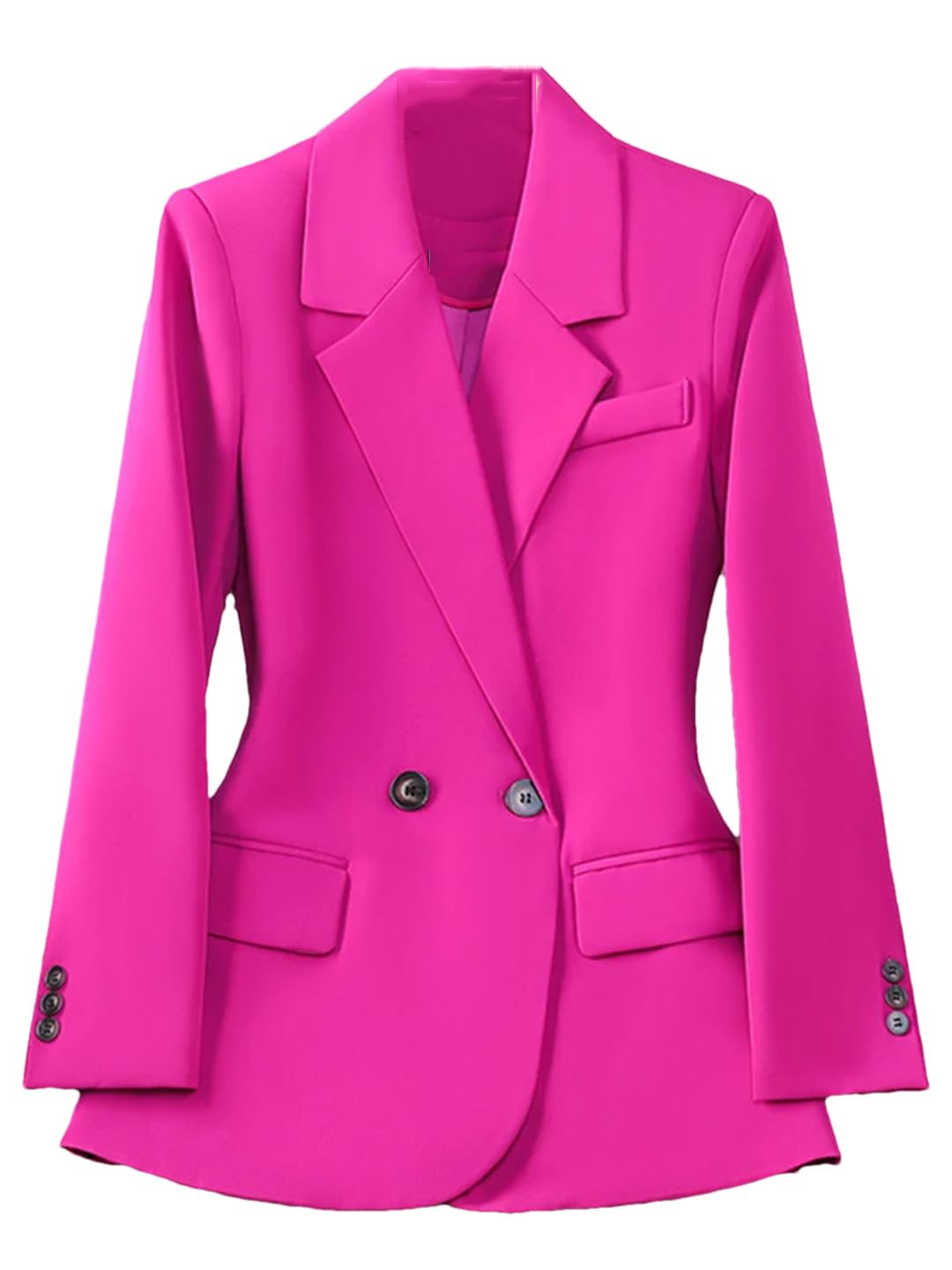 Women's Slim Fit Office Blazer - Solid Color Long Sleeve Turn Down Collar 2-Button Jacket | Professional Work Attire & Business Casual Outfits
