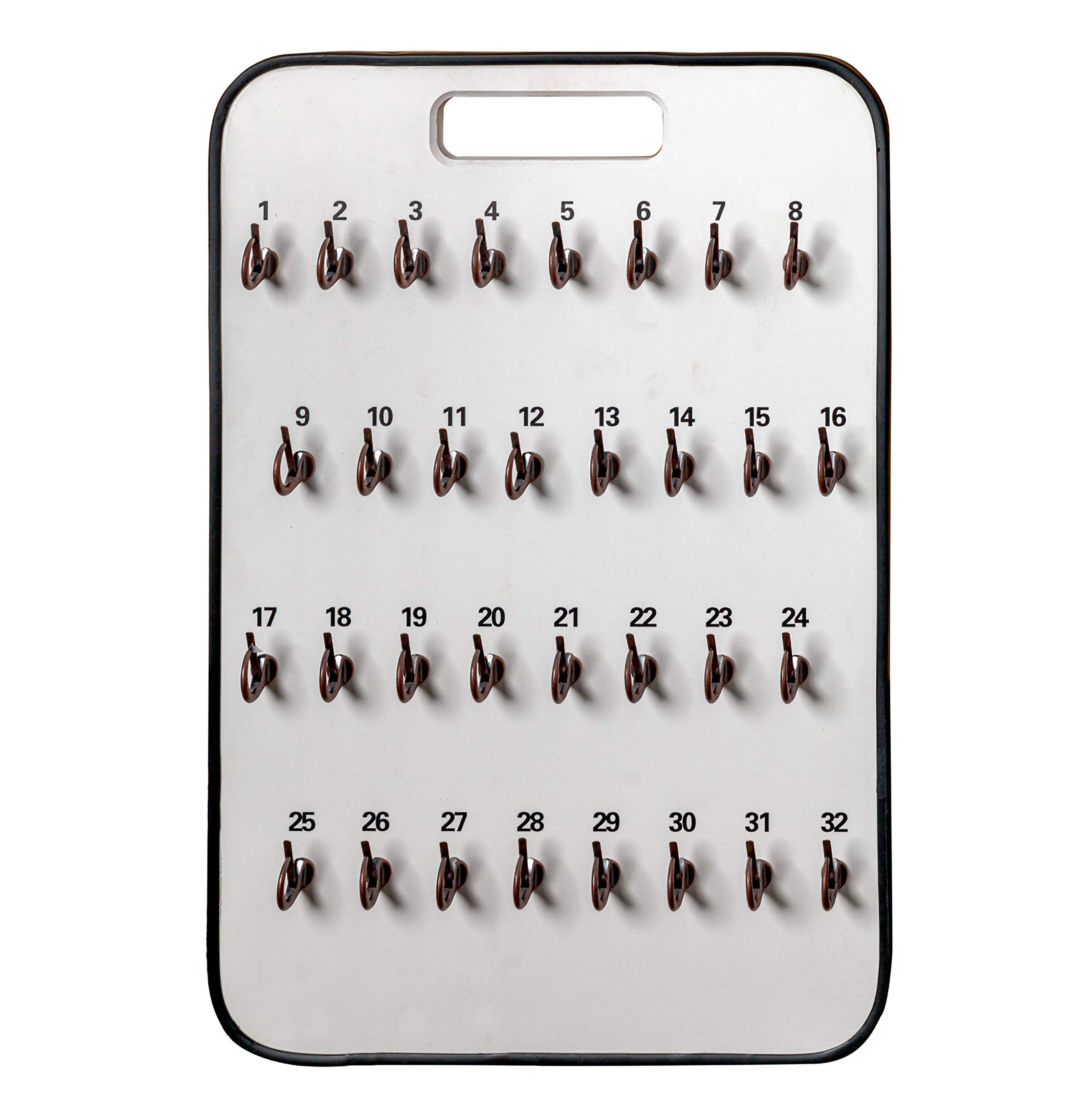 CarBowz EZ Line Key Organizer with 32 Numbered Self-Closing Hooks - Perfect for Home, Office & Key Management Organization (Wall Mount Key Holder for Keys, Lanyards & Accessories)