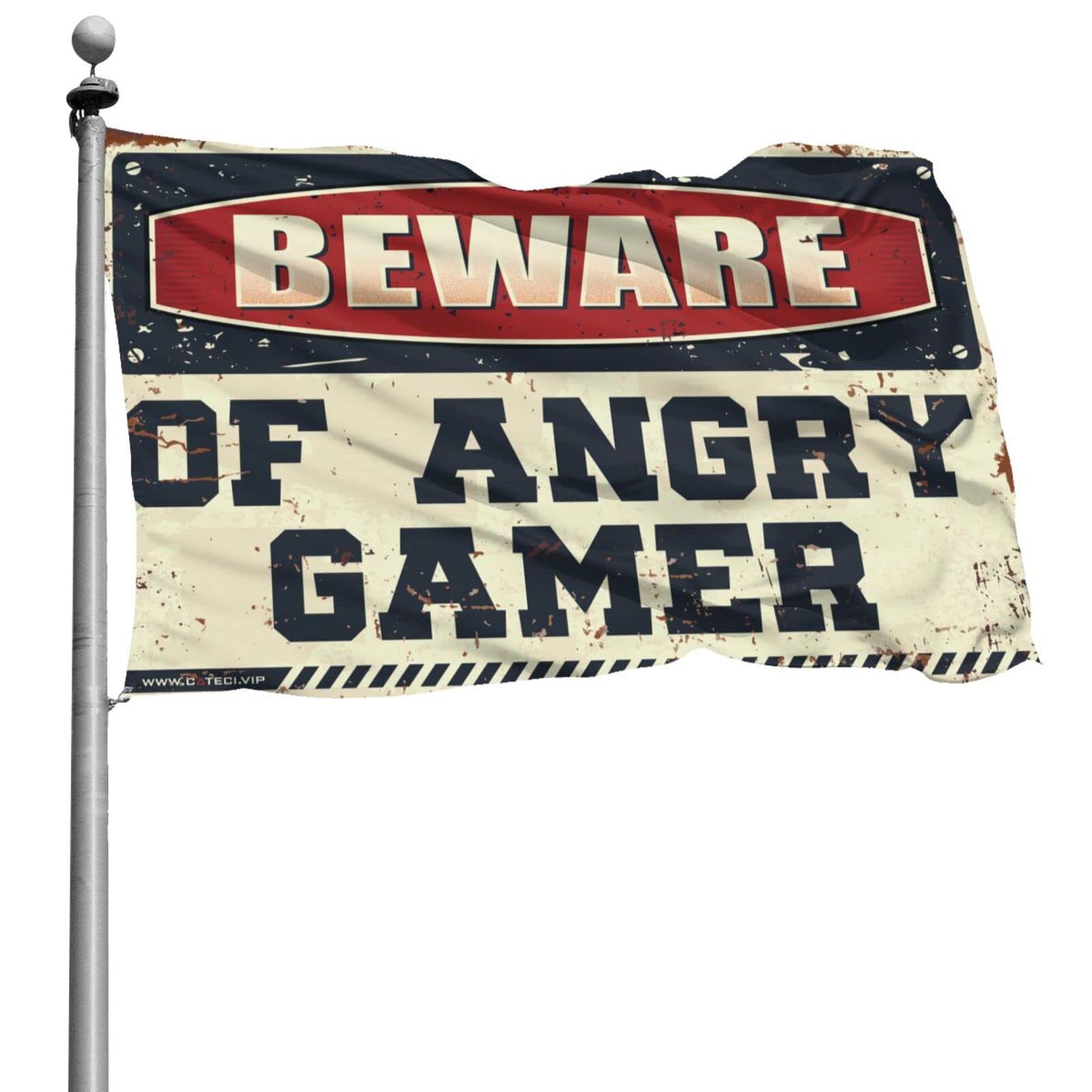 Funny Beware of Angry Gamer Flag - 60x90cm Humorous Gaming Room Decor for Teens, Outdoor Patio & Bar Accessories - Perfect for Gamer Bedrooms, Man Caves & Spring Garden Parties