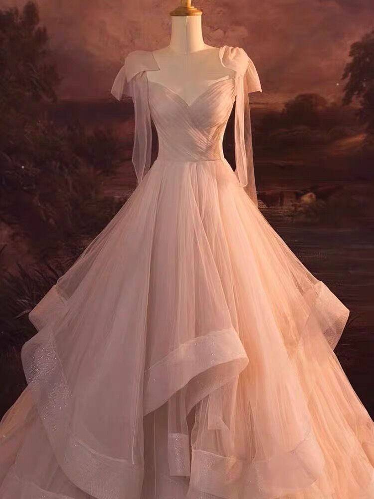 Elegant A-Line Pink Tulle Ball Gown Formal Party Dress for Prom, Homecoming, Quinceañera & Special Occasions - Style J3089