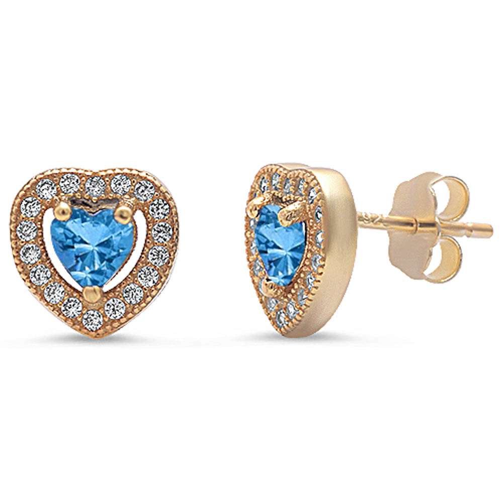 Simulated Gemstone & Pave Cubic Zirconia Heart Sterling Silver Earrings - .925 Silver, Birthstone Colors Available - Perfect for Valentine's Day, Anniversary Gifts & Special Occasions
