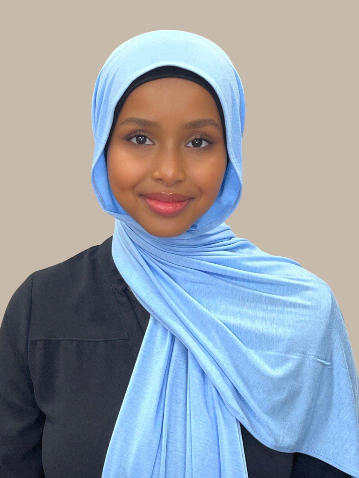 Classic Jersey Hijab Baby Blue - Soft & Comfortable Muslim Headscarf for Women - Perfect for Daily Wear, Prayer, and Modest Fashion