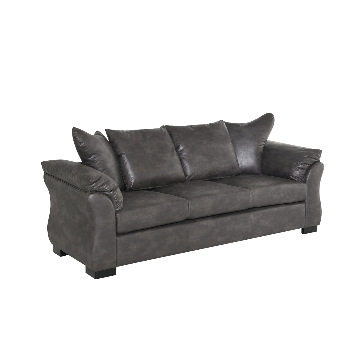 Premium Charcoal Gray Microfiber Sofa with Reversible Cushions & Flared Arms - Modern Living Room Furniture for Small Spaces & Apartments