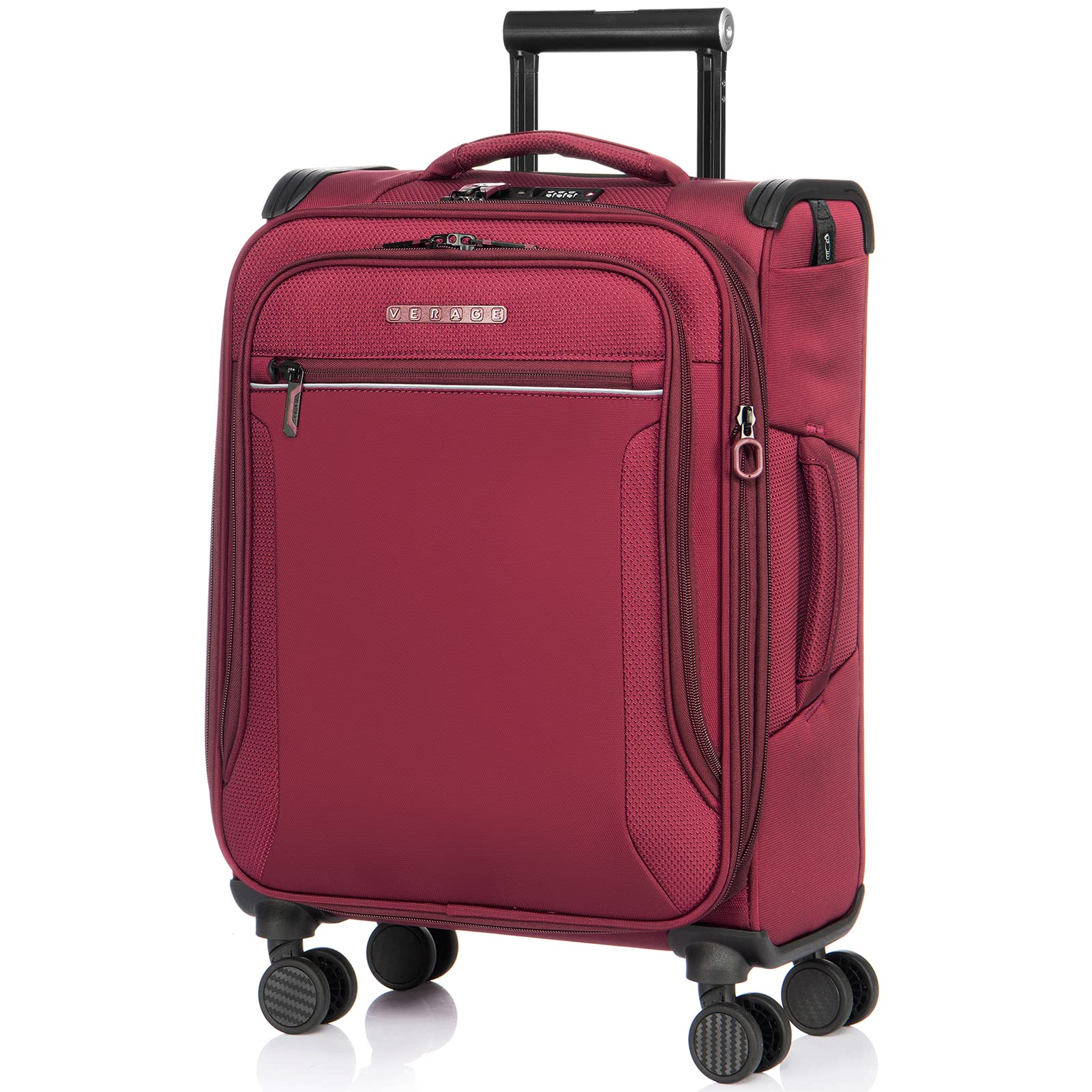 Vergae Toledo 20-Inch Expandable Softside Carry On Luggage with 360° Spinner Wheels - Burgundy Suitcase for Air Travel, Business Trips & Weekend Getaways