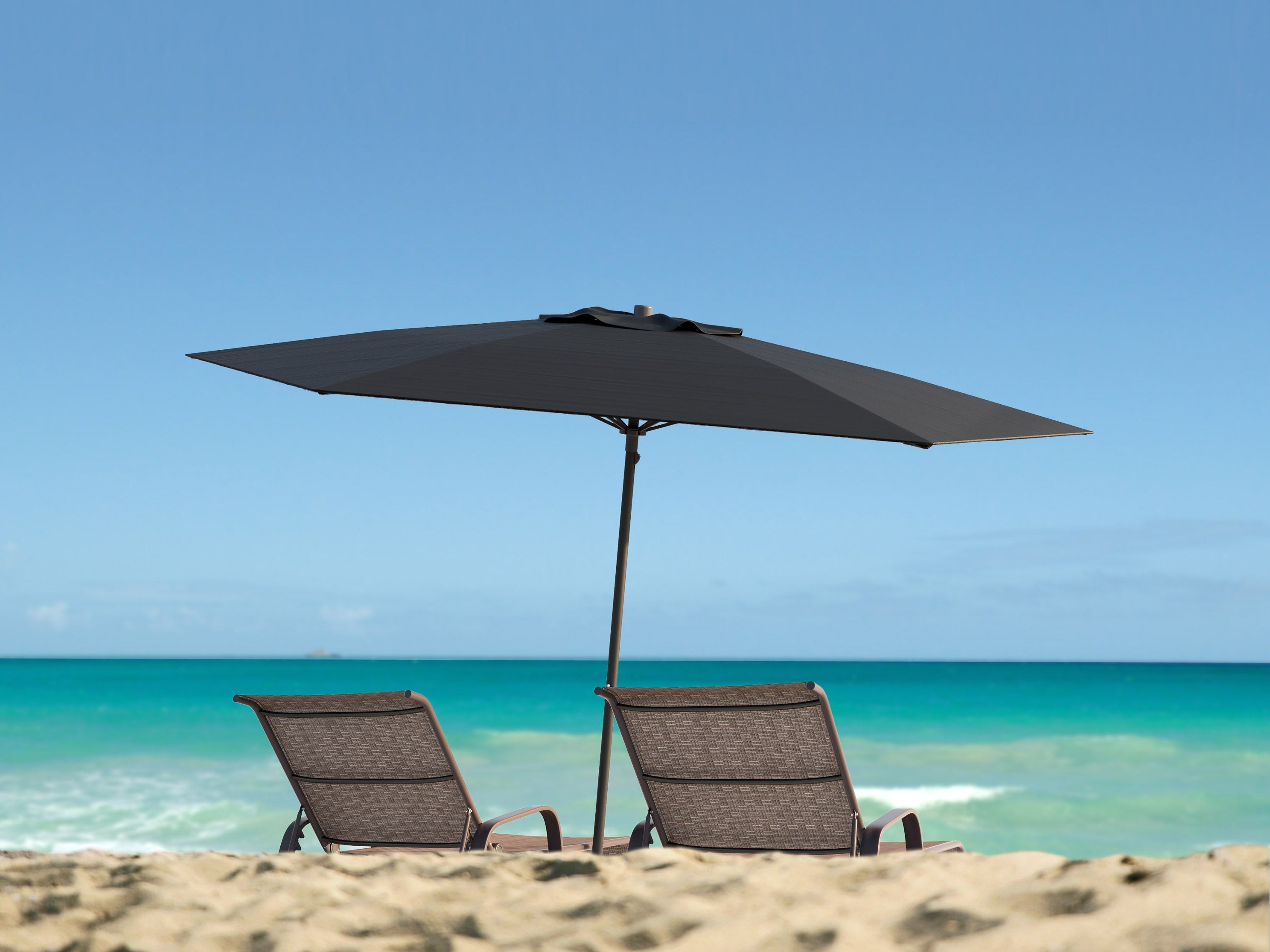 7.5ft Black Beach Umbrella - UV Protection, Windproof & Portable - Perfect for Beach, Poolside, Backyard & Outdoor Activities