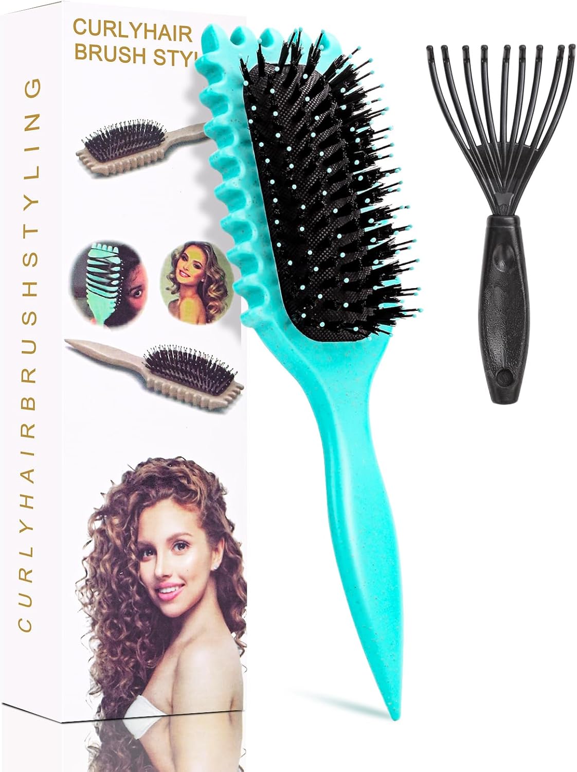Best Detangling Brush for Curly Hair - Wide Tooth Comb for Knot-Free Styling - Perfect for Wet & Dry Hair Care at Home or Travel