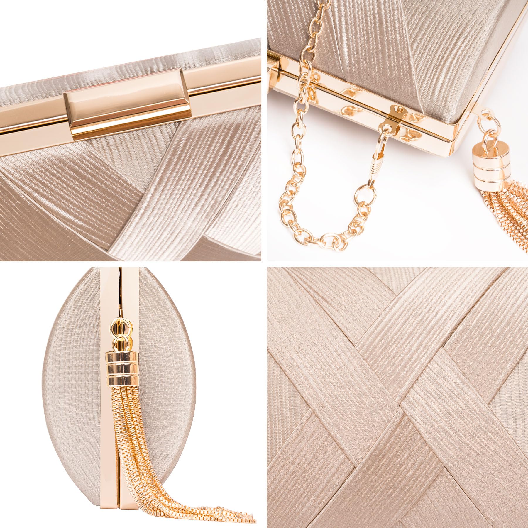 Larcenciel Women's Evening Handbags - Elegant Tassel Satin Clutch Purse with Chain for Wedding, Cocktail, Prom Party | Perfect for Formal Events, Date Nights & Special Occasions
