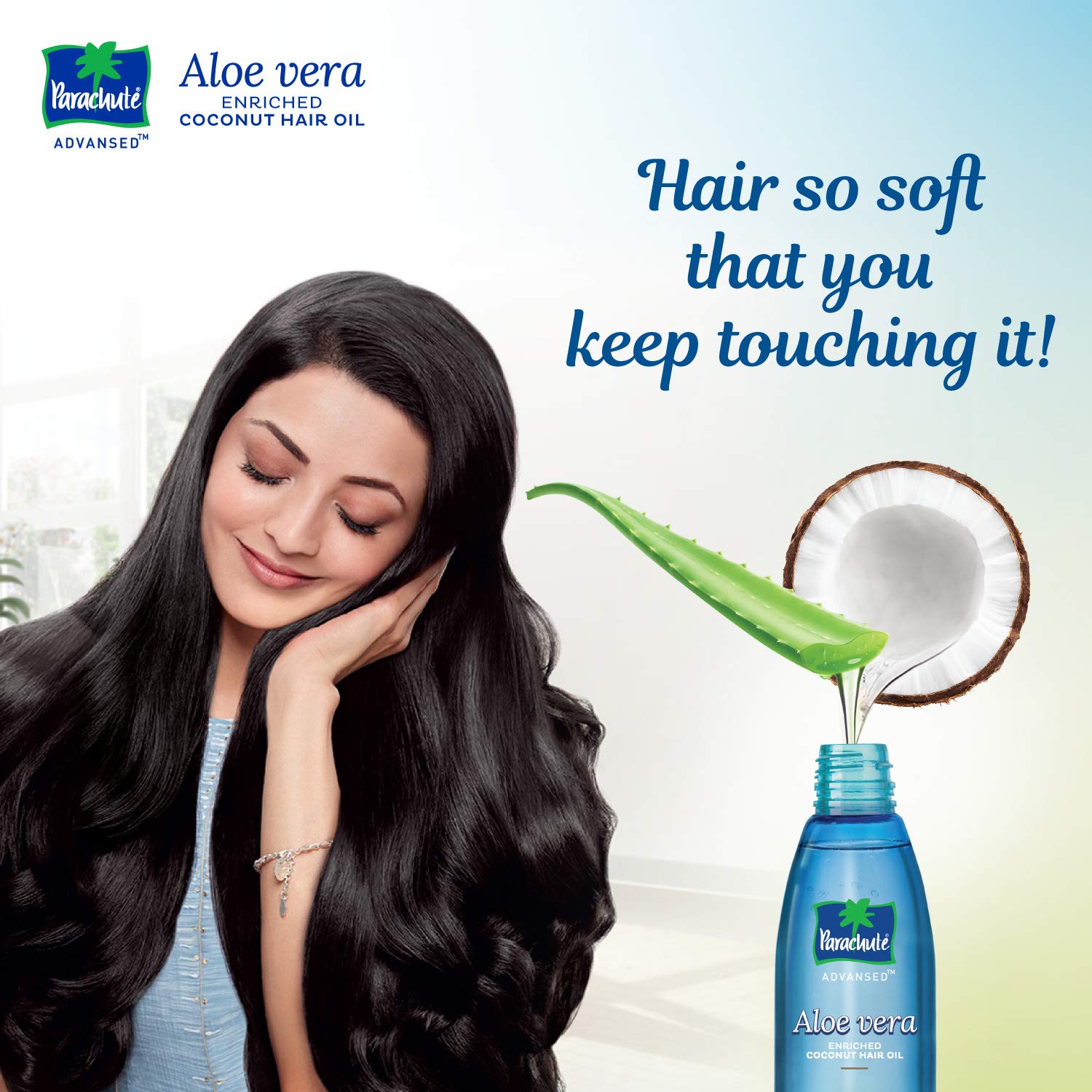 Parachute Advanced Aloe Vera Enriched Coconut Hair Oil for Dry & Damaged Hair - 250ml | Natural Hair Growth Treatment & Scalp Care | Perfect for Daily Moisturizing & Night Hair Mask