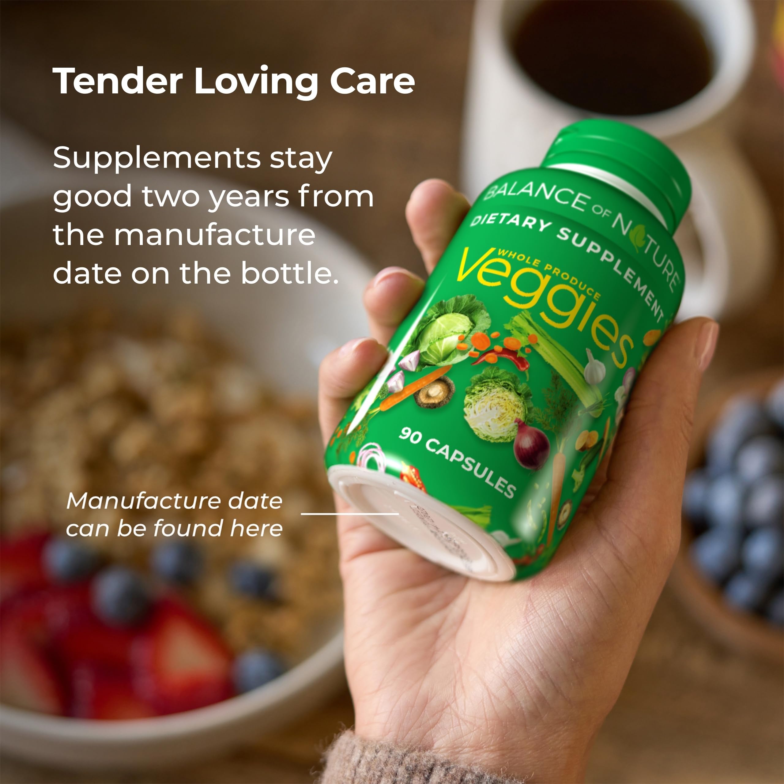 Balance of Nature Whole Food Supplements - 90 Fruit & 90 Veggie Capsules with Natural Ingredients for Women, Men & Kids - Daily Nutrition Boost for Busy Lifestyles, Immune Support & Overall Wellness