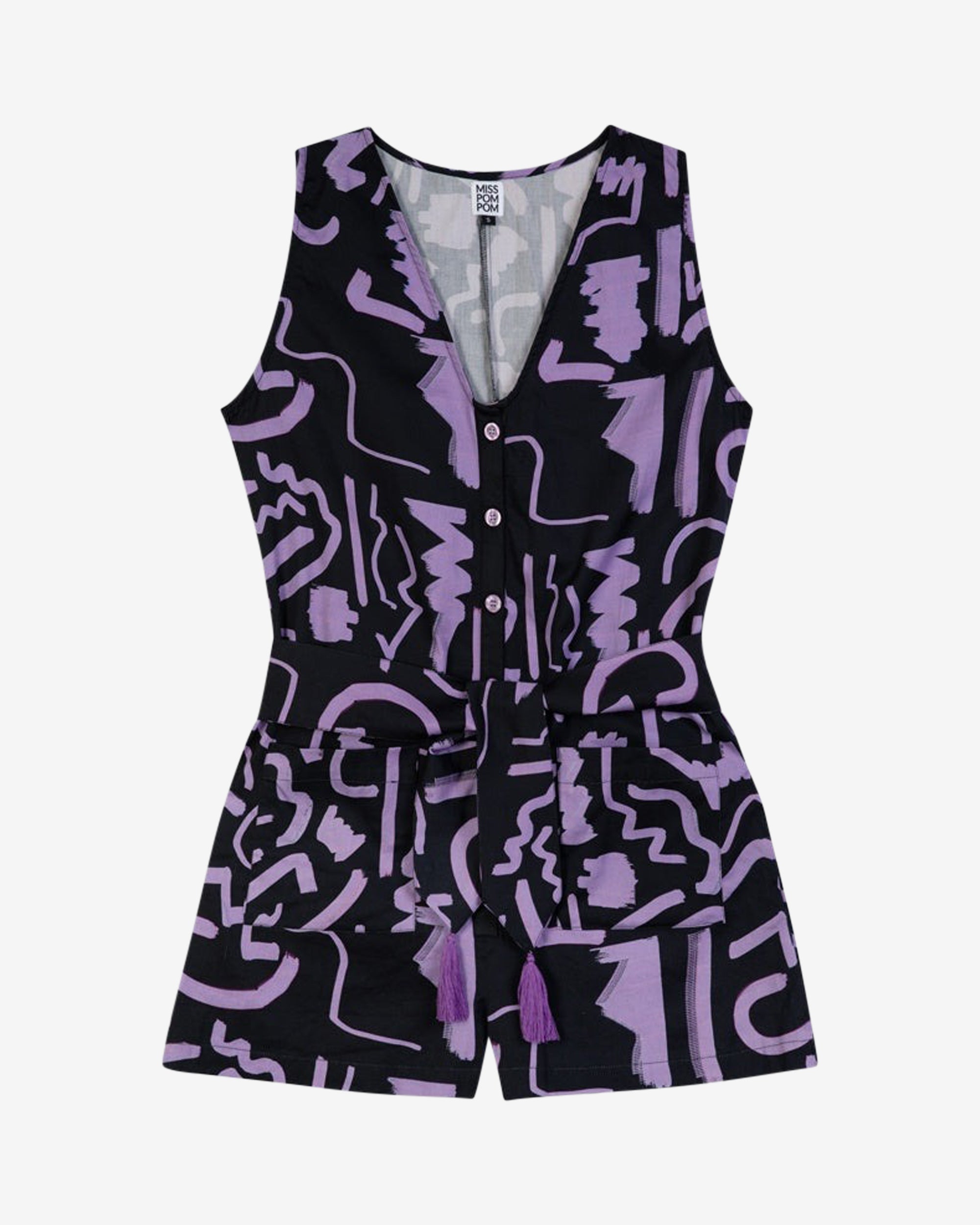 Miss Pompom Purple Scribble One-Piece Swimsuit - Stylish & Comfortable Women's Swimwear for Poolside, Beach & Summer Vacations