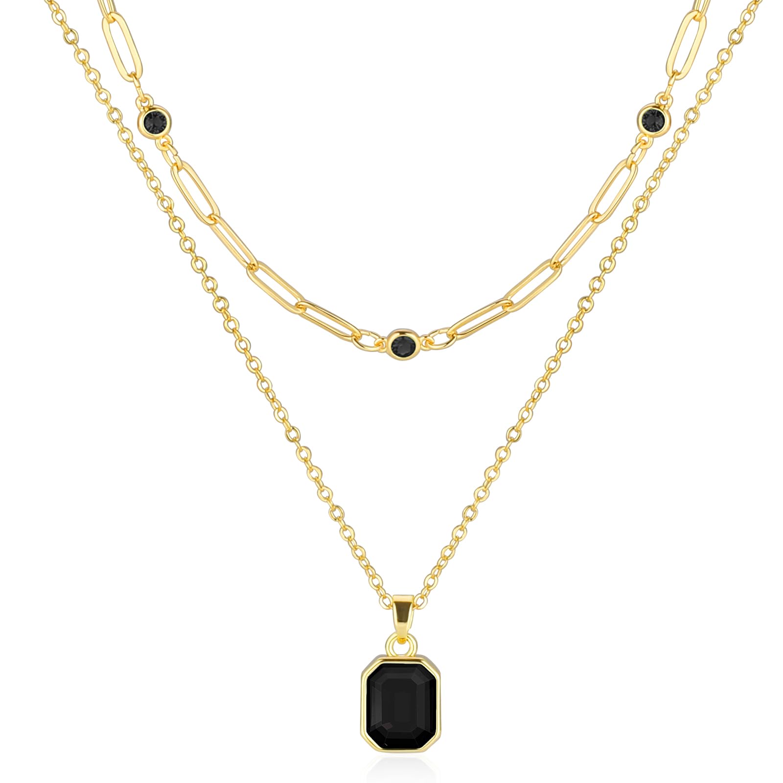 18K Gold Plated Crystal Paperclip Choker Necklace for Women - Emerald Green Layered Jewelry Gift for Her, Perfect for Parties, Date Nights & Special Occasions
