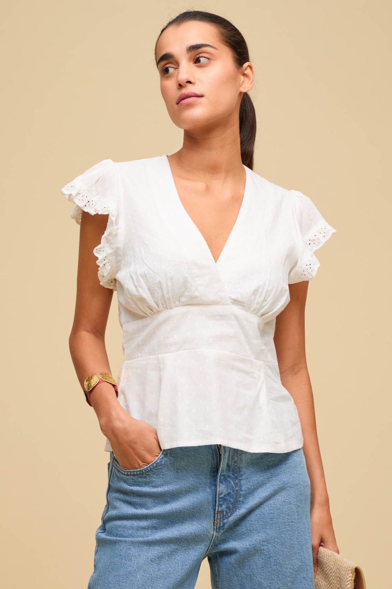 Pippa Top Women's White Blouse - Elegant Casual Shirt for Work, Date Night & Everyday Wear