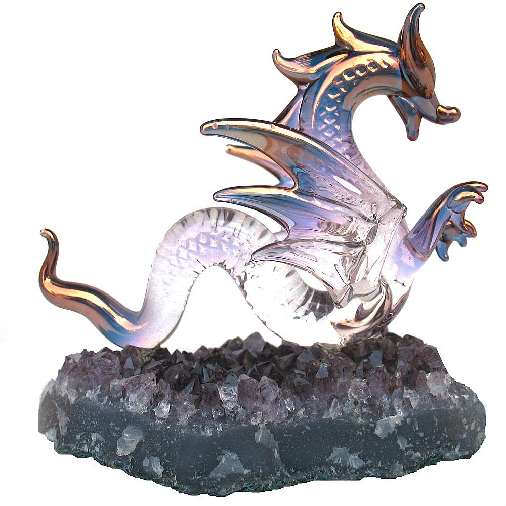Hand Blown Glass Dragon Serpent Figurine - Unique Artisan Home Decor, Fantasy Collectible Gift for Dragon Lovers - Perfect for Shelf Display, Office Desk, or Medieval Theme Decor