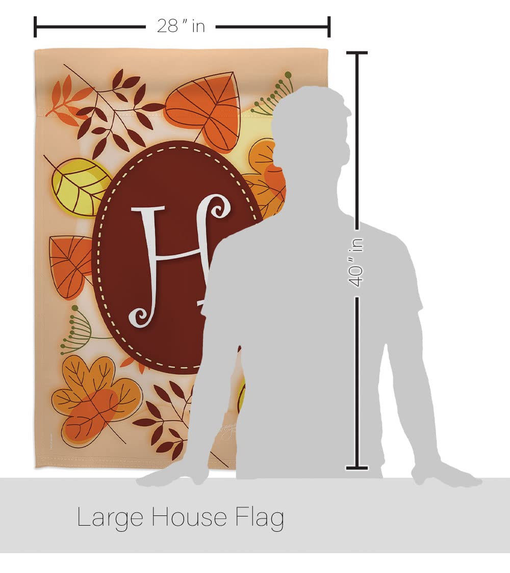 Breeze Decor Autumn H Initial Fall Flag Set 28x40
