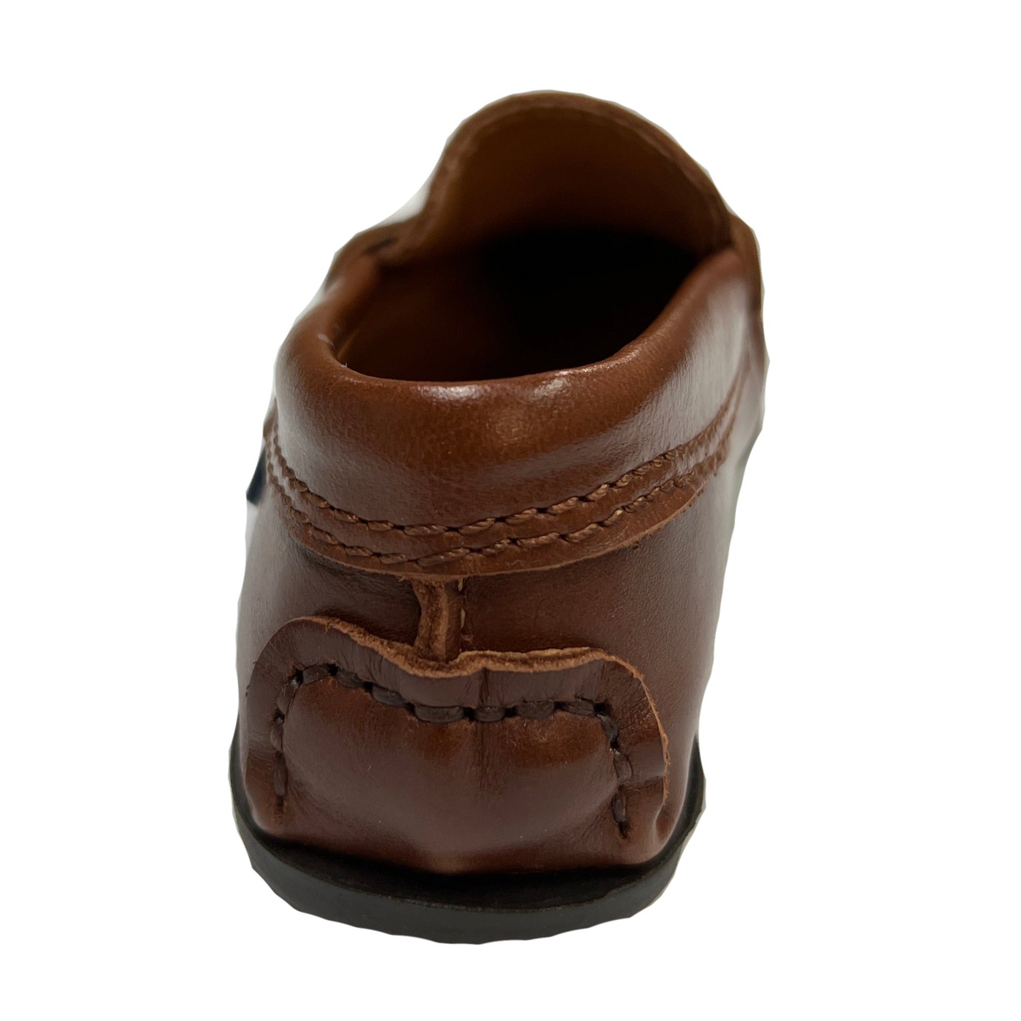 Atlanta Moccasin Boys & Girls Penny Loafers - Genuine Leather Slip-On Shoes in Camel Sierra Antique | Classic School & Dress Casual Footwear for Kids