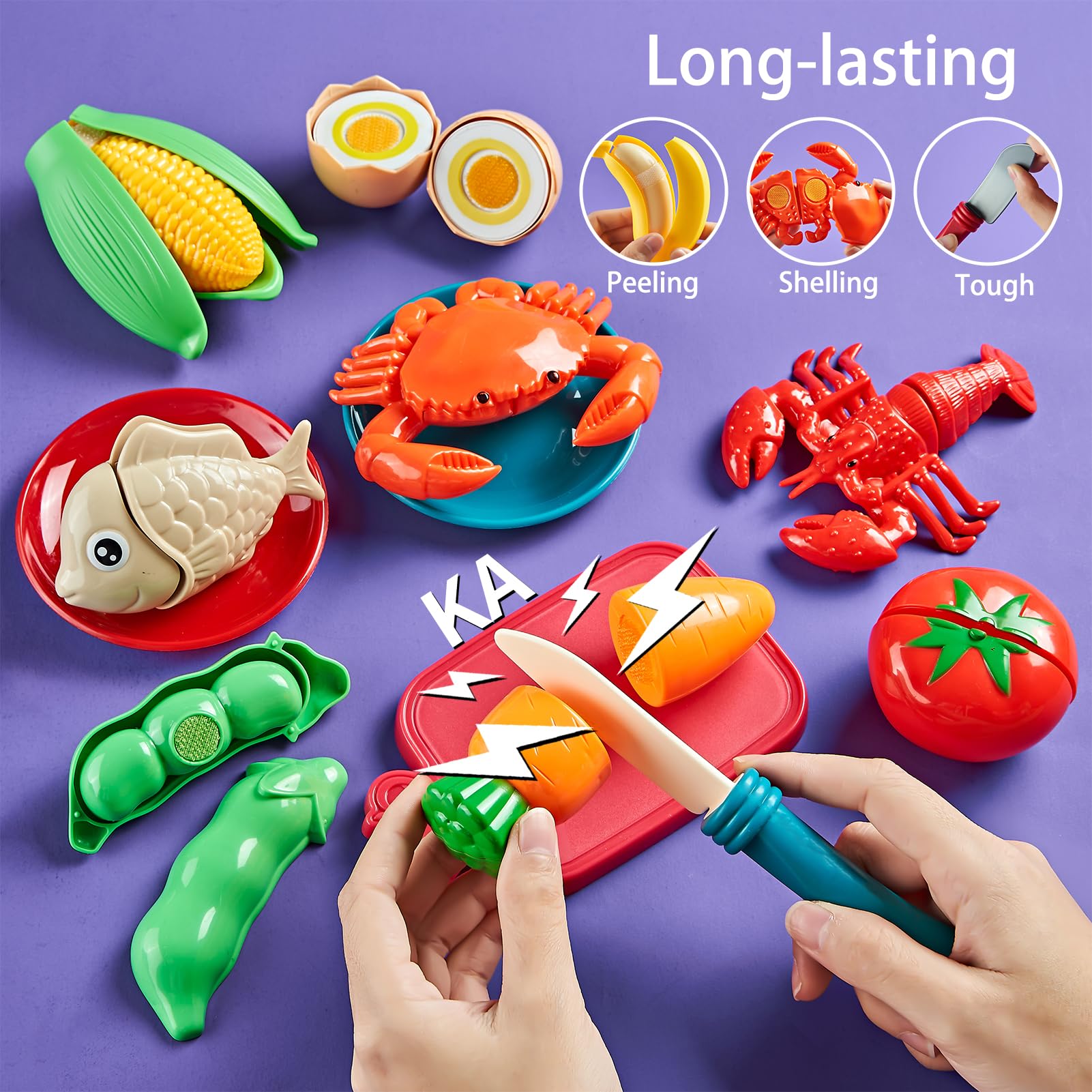 78Pc Pretend Play Food Set for Kids - Cutting Toy Vegetables, Fruits & Pizza with Storage Bag - Realistic Play Kitchen Accessories for Boys & Girls - Perfect for Role Play, Birthday Gifts & Learning Fun