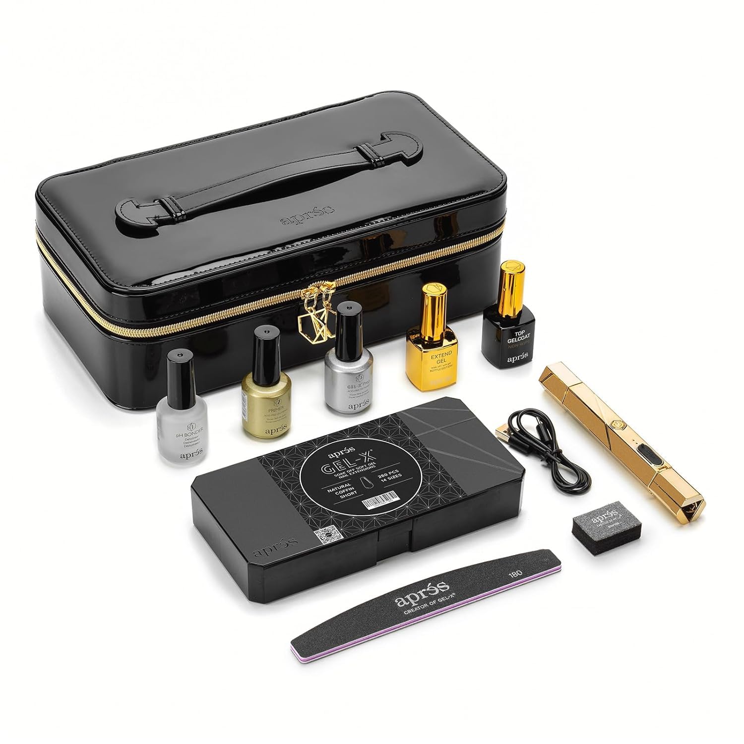 Apres Gel-X Nail Professional Starter Kit 2025 - 14 Sizes (00-9) with Half Sizes, Soft Gel Nail Tips Extension Kit for Natural Coffin Short Style - Perfect for Salon Professionals & DIY Nail Art at Home