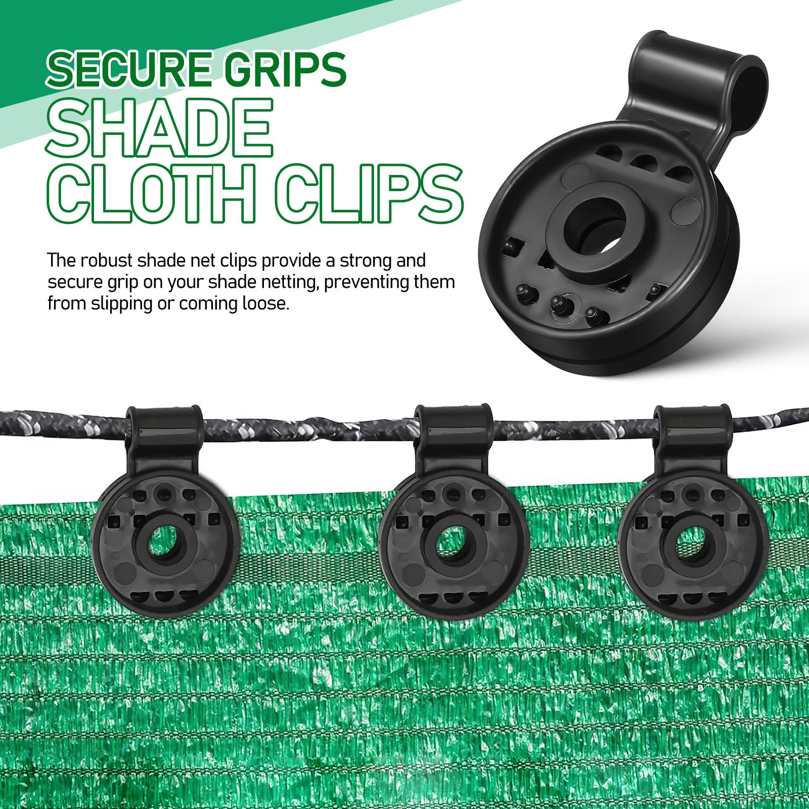 50pcs Heavy Duty Plastic Shade Cloth Clips - Reusable Tarp Clamps for Garden Sun Shade, Outdoor Canopy & Greenhouse Cover - Secure Tarps, Mesh Nets & Fabric in Windy Conditions
