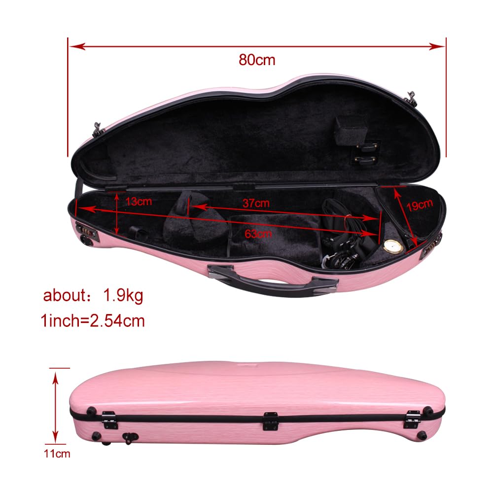 Yinfente 4/4 Full Size Carbon Fiber Violin Case - Lightweight 1.9kg Half Round Shape with Shoulder Strap, Combination Lock & Accessories Bag (White) - Perfect for Professional Musicians & Travel Protection