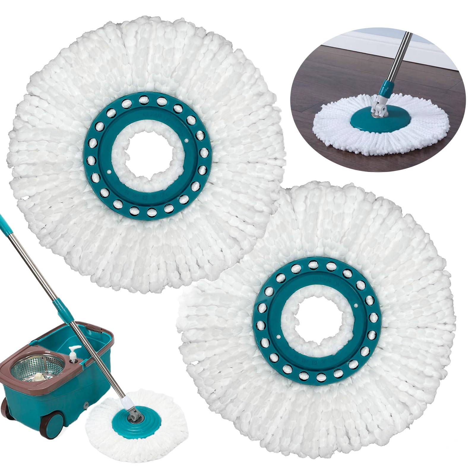 Replacement Mop Heads Compatible with Leifheit Clean Twist Disc Mop System - Microfiber Mop Refills for Easy Floor Cleaning - Perfect for Hardwood, Tile & Laminate Floors