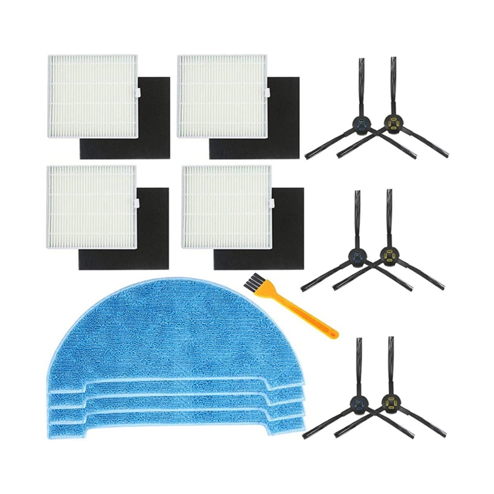 BOSSQI Vacuum Cleaner Replacement Kit - Compatible with ILIFE V8S & V80 Max Robot Vacuums - Includes Side Brushes, Filters & Mop Cloth Accessories (Light Yellow) - Perfect for Home Cleaning & Maintenance