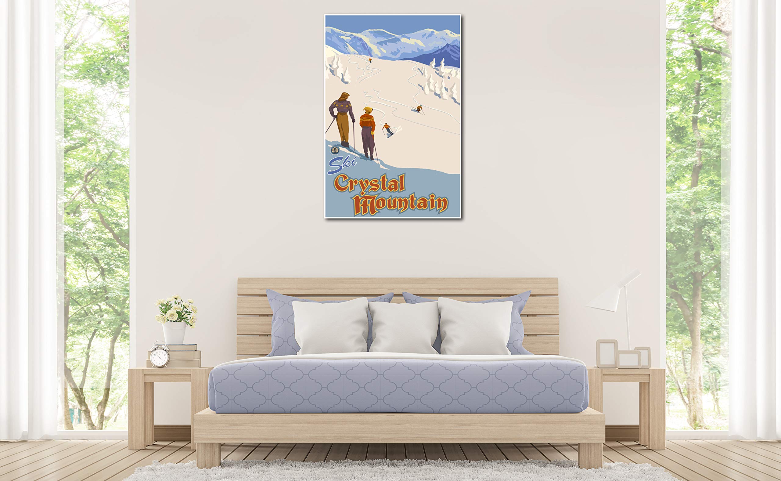 Paul A. Lanquist Crystal Mountain Washington Ski Slope Giclee Art Print - 30x45 Inch Wall Decor for Ski Lodge, Cabin & Mountain Home Decor