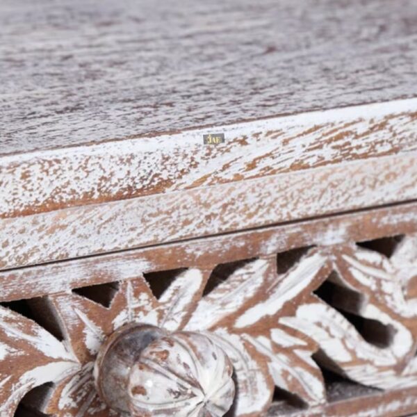 French Provincial Style White Carved Wood Console Table - Elegant Entryway & Living Room Furniture for Home Decor