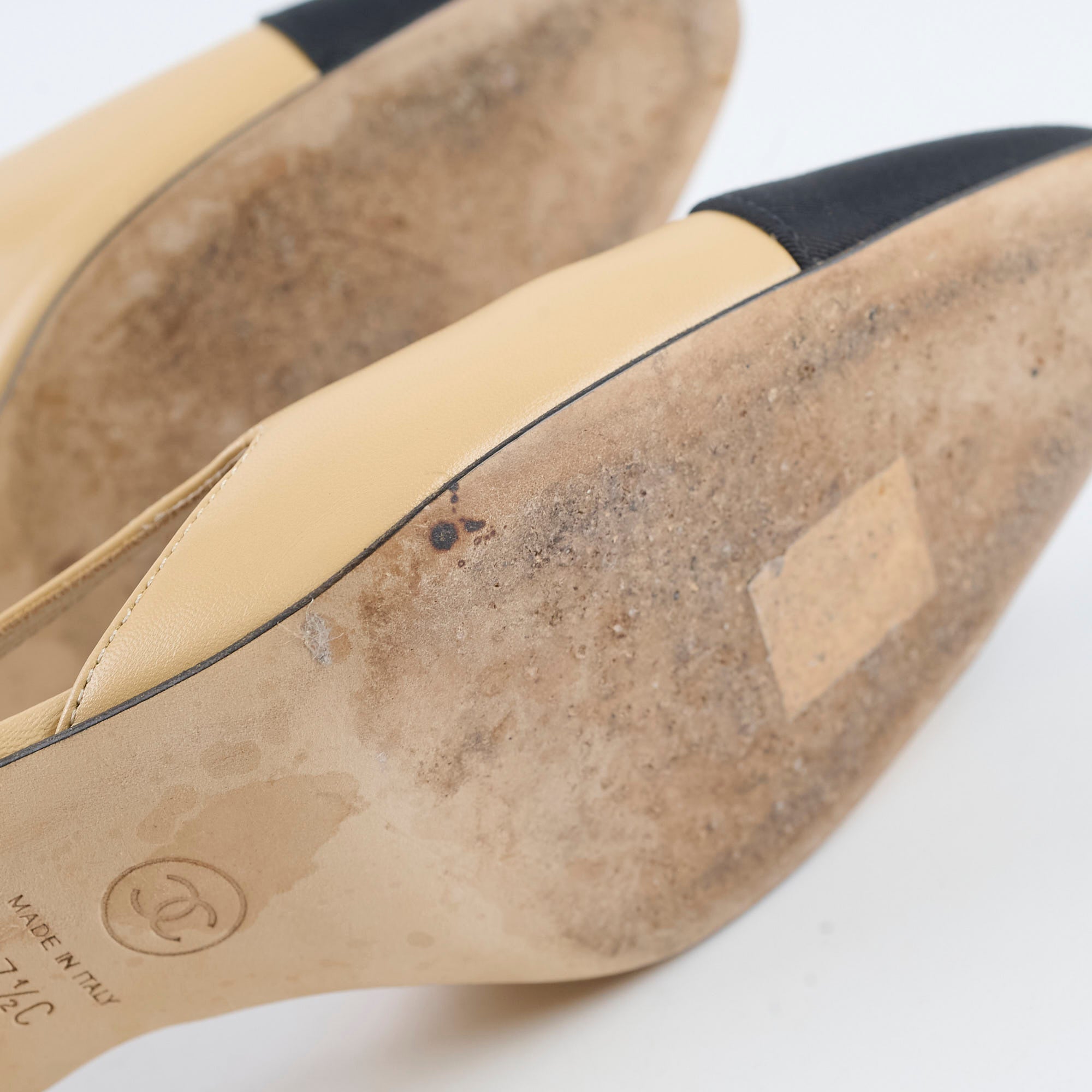 Chanel Beige Slingback Pumps Size 37.5 - Classic Heels for Women | Perfect for Office, Wedding & Evening Events