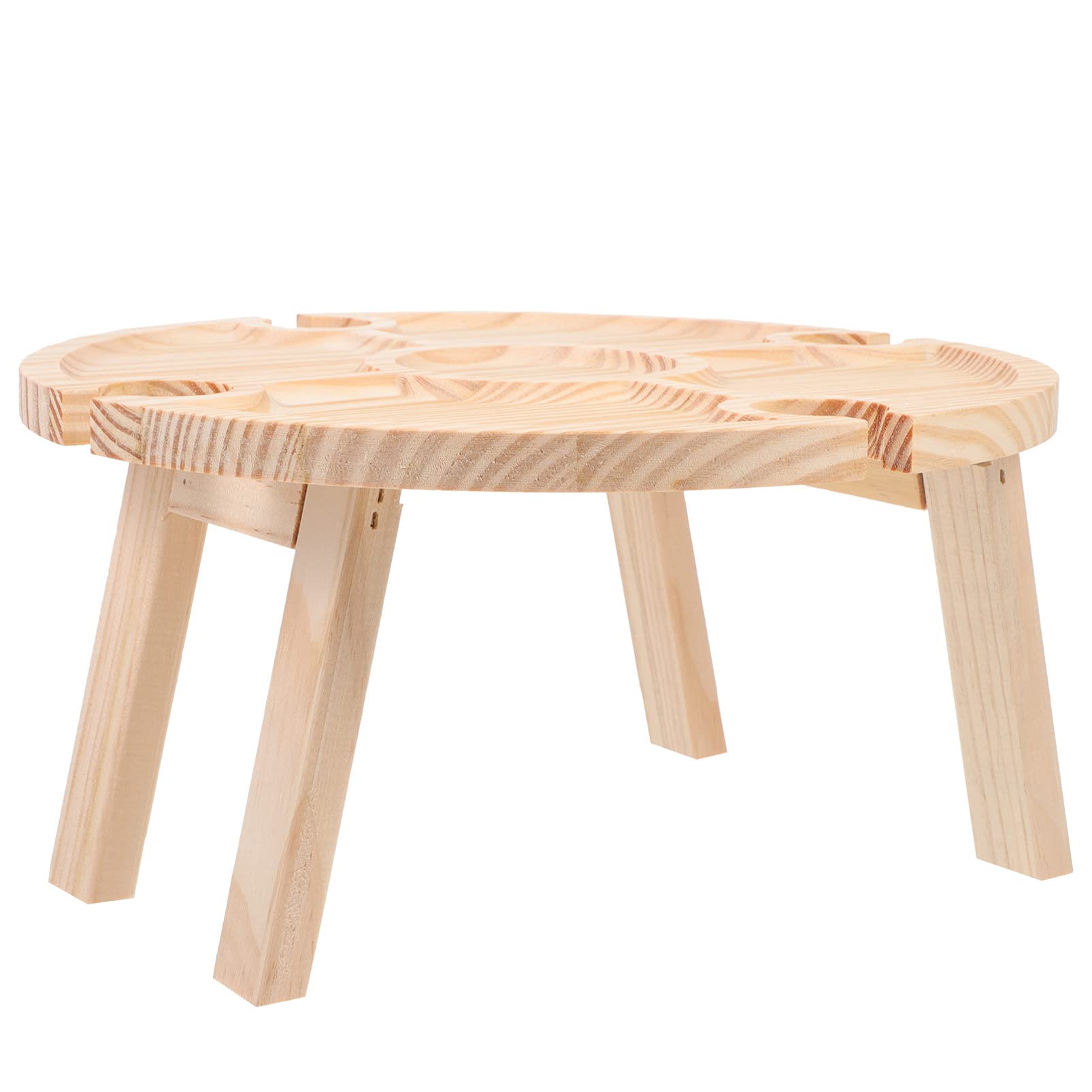 Portable Folding Wooden Picnic Table with Serving Plates - Outdoor Dining & Wine Party