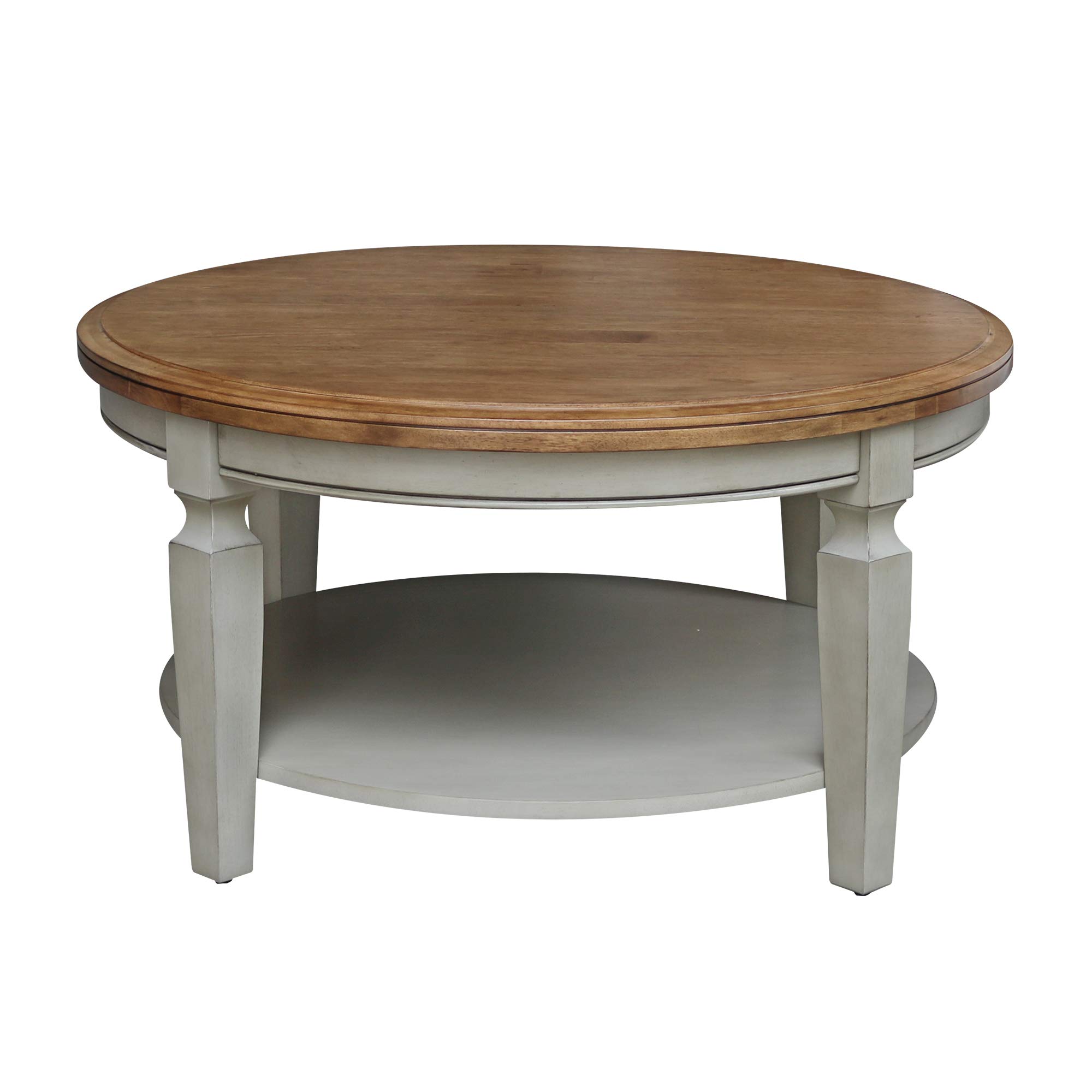 International Concepts Vista Round Hickory Stone Coffee Table - Modern Living Room Furniture for Home Decor & Entertainment