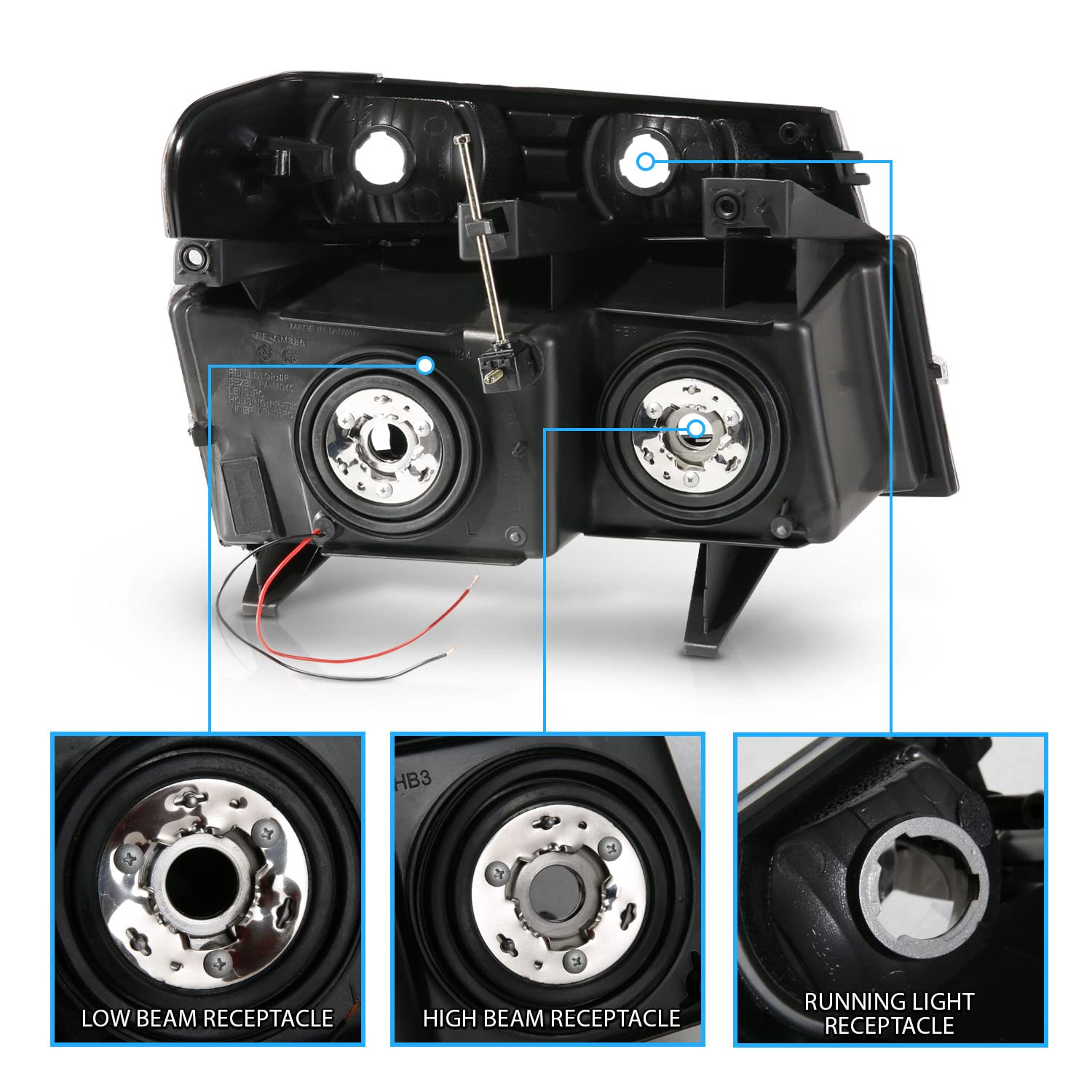 AmeriLite LED Headlights for 2004-2012 Chevy Colorado & GMC Canyon - C-Shape LED Tube Replacement Headlights with Running Turn Signal Lamps (4-Piece Set) - Upgrade Your Truck's Style & Night Visibility