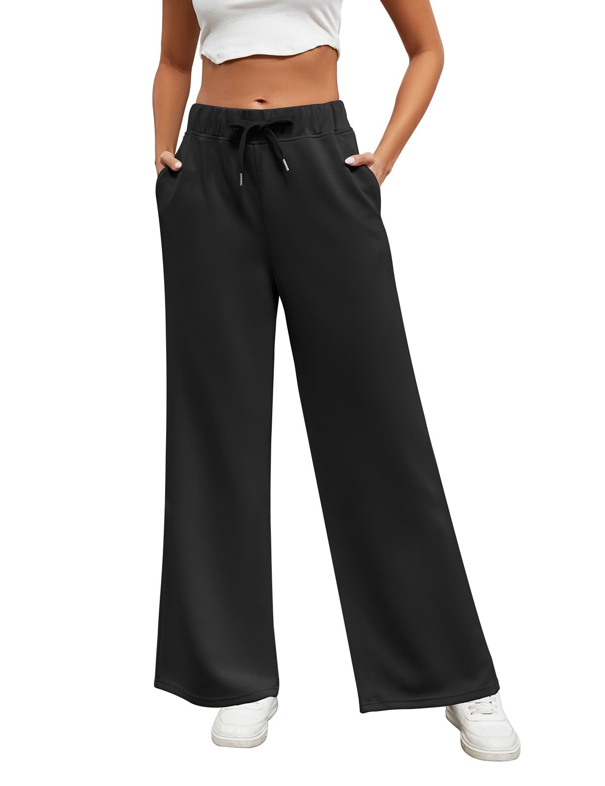 Heekpek Women's High Waist Wide Leg Joggers - Soft Casual Lounge Pants with Pockets | Yoga, Running, Travel & Everyday Wear Comfortable Stretchy Pants for Women