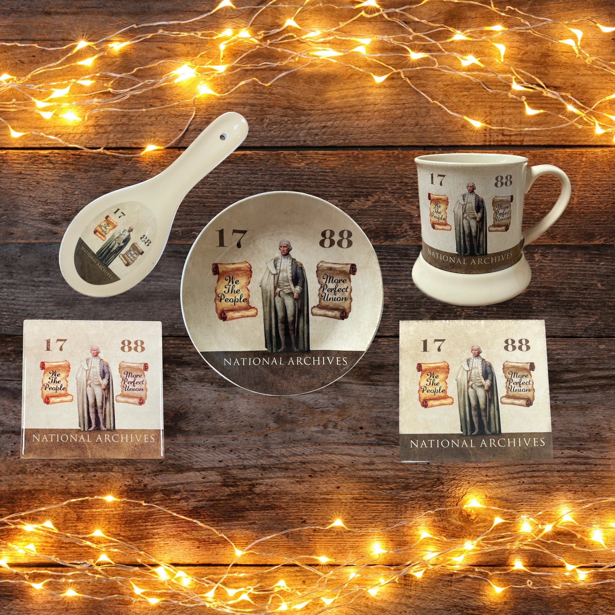 George Washington Tavern Coaster Set - Patriotic American History Bar Decor - Perfect for Pubs, Home Bars & Historical Enthusiasts