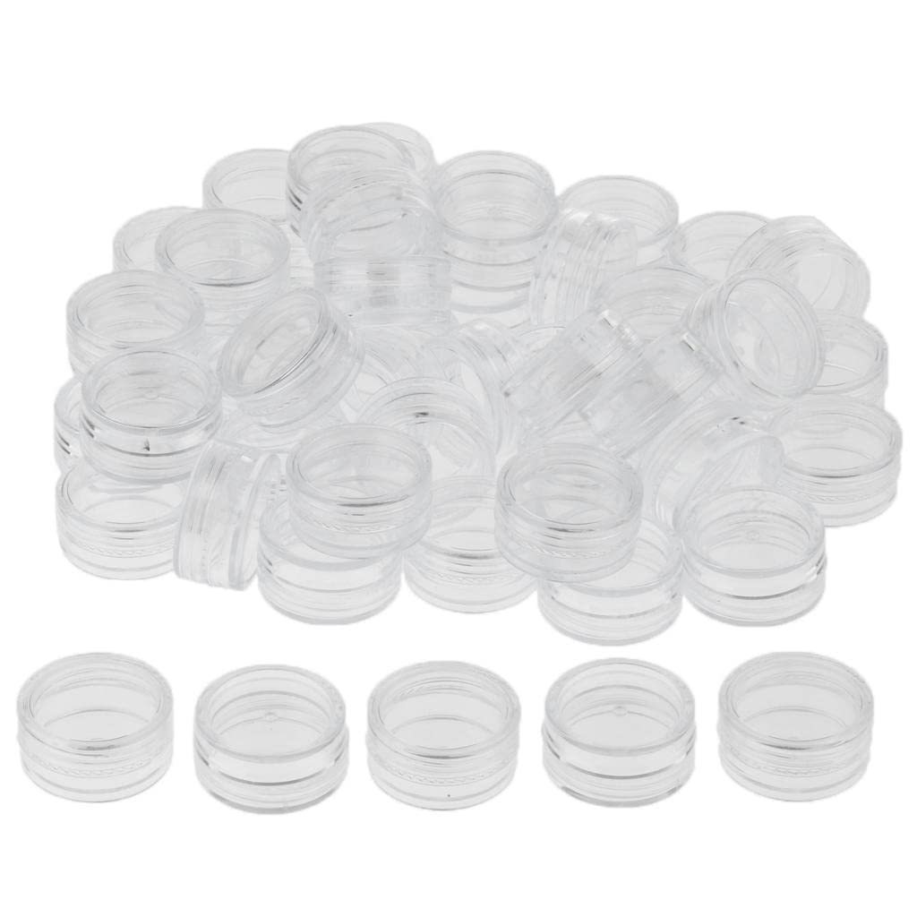MagiDeal 50-Piece 2g Small Glass Pot Jars with Lids - Perfect for Spices, Herbs, Cosmetics & DIY Crafts Storage (2 Gram Mini Containers)