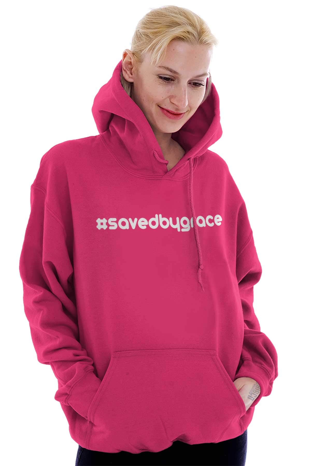 Saved By Grace Christian Hoodie for Women - Classic Teaze Hashtag Pullover Sweatshirt | Church Outfit, Bible Study Apparel & Casual Christian Fashion