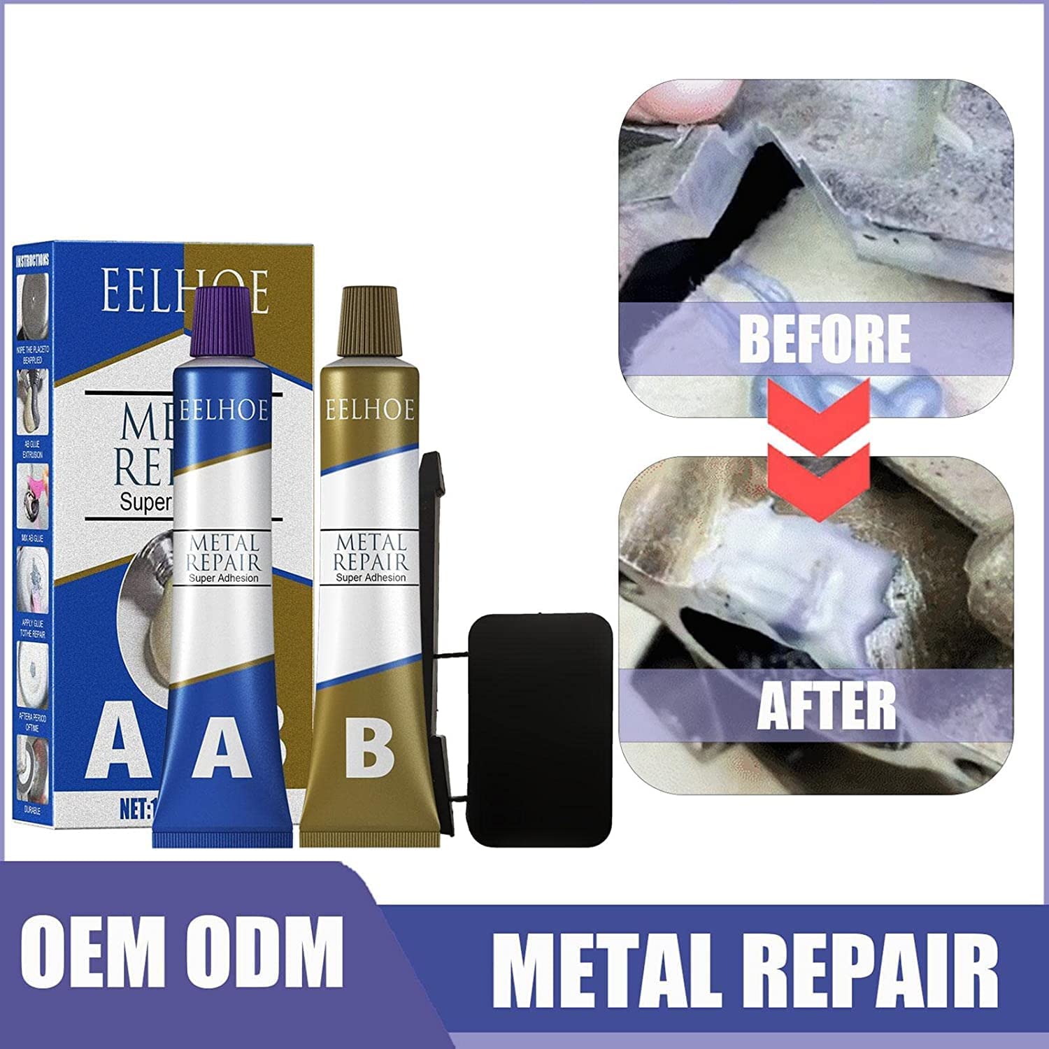 EELHOE High-Temperature Metal Repair Glue - Industrial Strength Epoxy Adhesive for Metal Bonding, Filling & Repair | Heat Resistant, Durable Paste for DIY, Automotive, Plumbing & Home Fixes