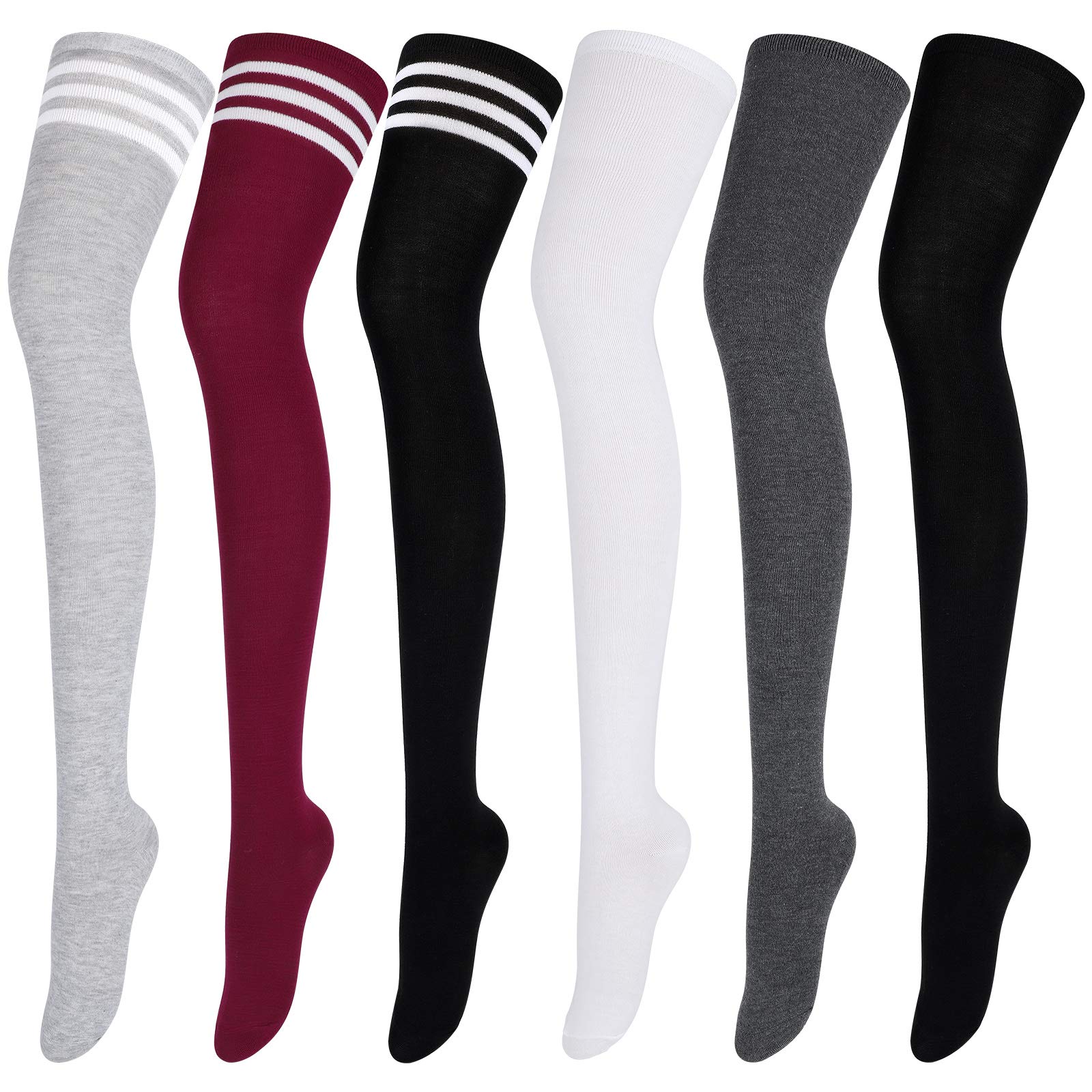 **Aneco 6 Pairs Extra Long Thigh High Socks for Women - Soft & Stretchy Boot Stockings - Perfect for Boots, Cosplay & Winter Outfits**