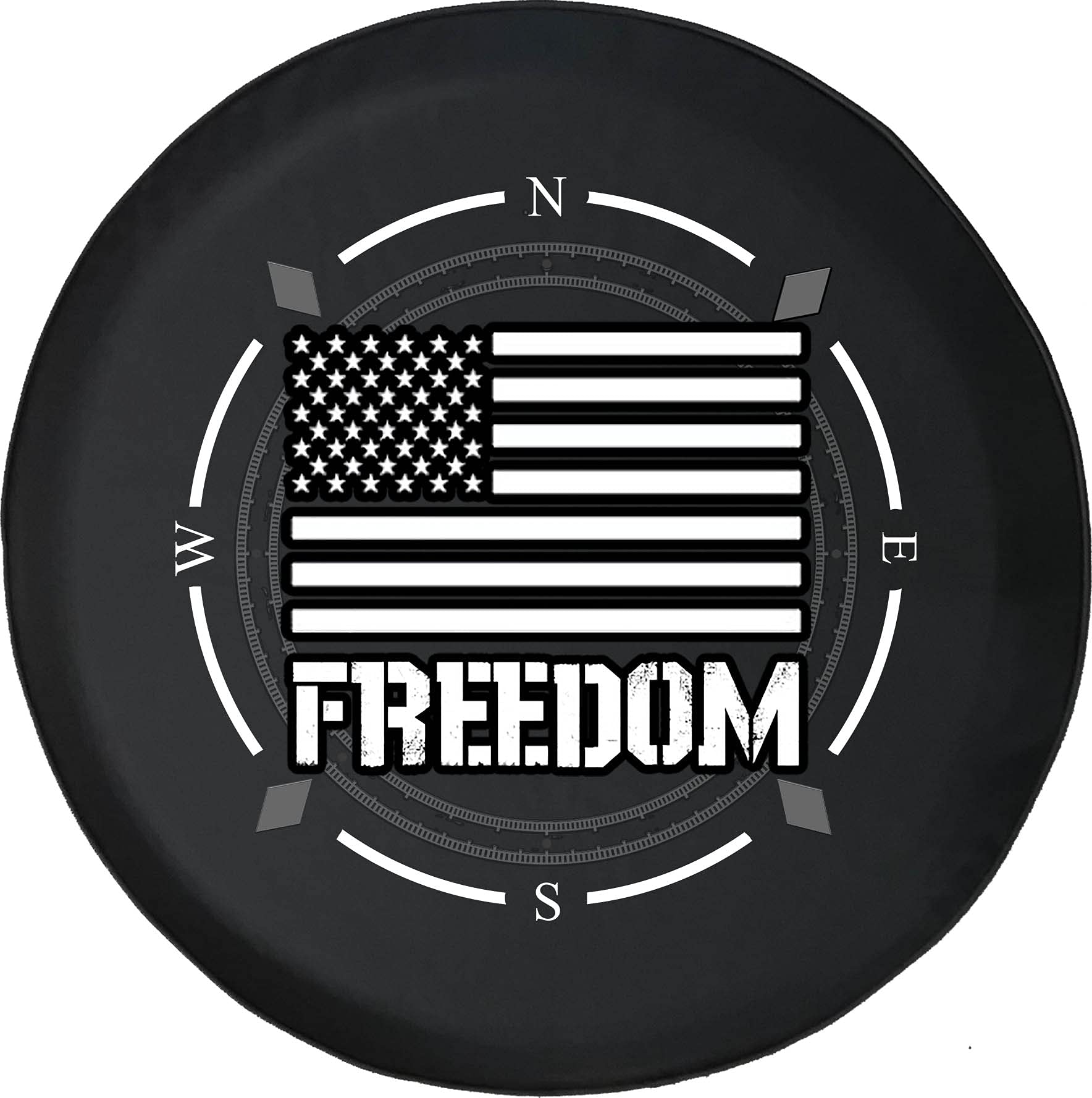 Premium Spare Tire Cover with Compass & American Flag Design - Universal Fit for SUV, Trailer, RV & Most Vehicles | Durable Outdoor Accessories for Camping & Road Trips