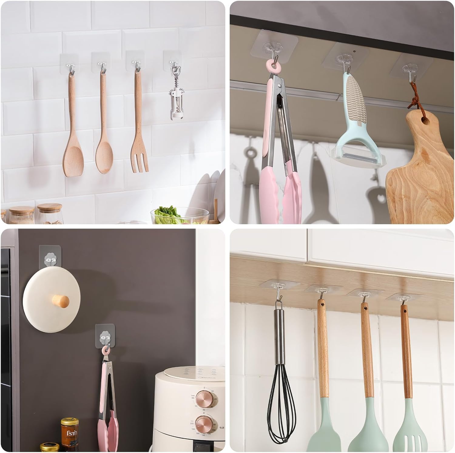 30-Pack Heavy Duty 13lb Self-Adhesive Hooks - Waterproof for Bathroom, Kitchen & Office