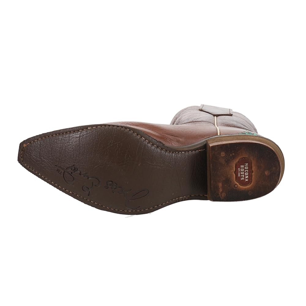 Nocona Women's Brown Agave Embroidery Snip Toe Casual Ankle Boots - Low Heel 1-2